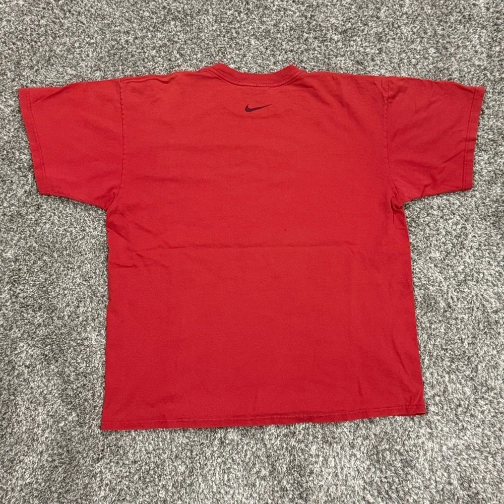 Vintage 90s Nike Red T-Shirt‎ Mens Large Block Logo Locker Label Retro 90s